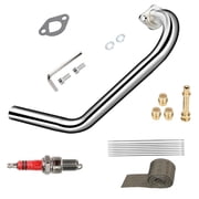 Mini Bike Exhaust Pipe Kit for Coleman CT200U BT200X CT200U-EX RB200 Baja Warrior MB165 MB200 Go Kart KT196 BK200 Predator 212cc 196cc 224cc GX160 GX200 6.5hp Go Kart Parts Silver with Spark Plug