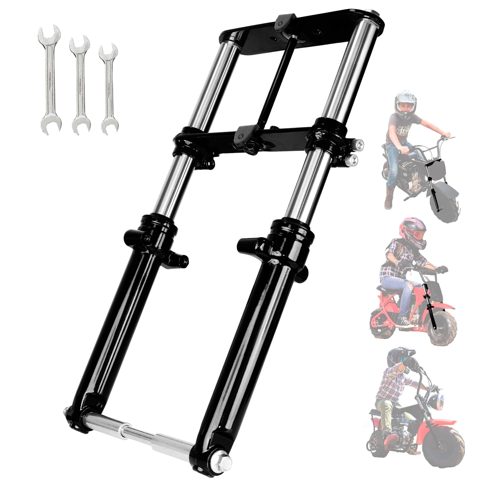 Mini Bike Front Fork Suspension Kit with Hydraulic Damping System - Universal Fit for RT100 MBX10 MBX11 and Most Mini Bikes, Easy Bolt-On Installation, Enhanced Ride Comfort for Off-Road Adventures