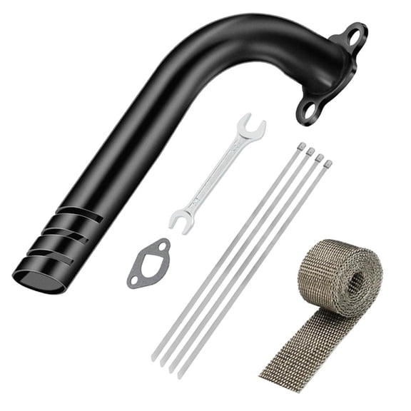 Mini Bike Header Exhaust Pipe Kit Compatible with Predator 212cc 196cc 6.5HP GX160 Coleman BT200X CT200U CT200U-EX Axis M200 GX200 Baja Warrior MB200 Massimo KT196 Go Kart Parts Black