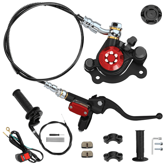 Mini Bike Hydraulic Brake Kit and Throttle Assembly Compatible with Baja DB30 DoodleBug Blitz Dirt Bug GMB100 Predator 79cc 97cc 2.8HP Minibike Parts with Brake Master Cylinder Caliper