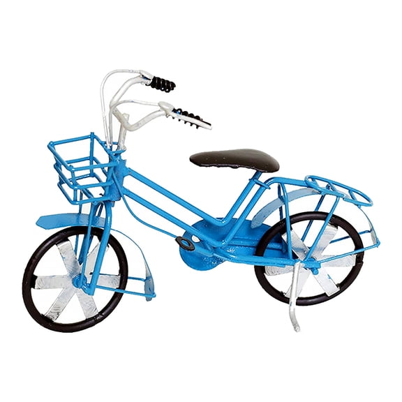 DEEPCRAFF Bike Sculpture Retro Style Blue Iron 1Set
