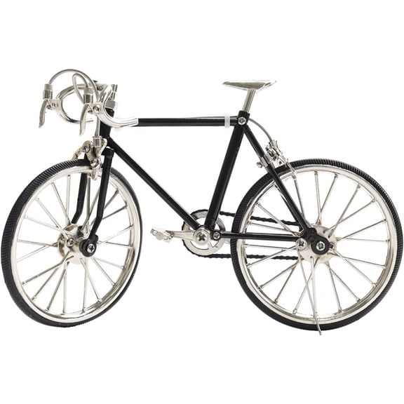 Mini Bike Model Miniature Racing Bicycle Figurine 1:10 Scale Small Finger Road Bike Desktop Art Crafts for Mini House Fairy Garden Decoration (Black)