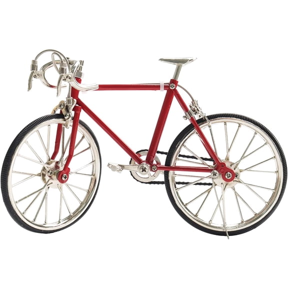 Mini Bike Model Miniature Racing Bicycle Figurine 1:10 Scale Small Finger Road Bike Desktop Art Crafts for Mini House Fairy Garden Decoration(Red)