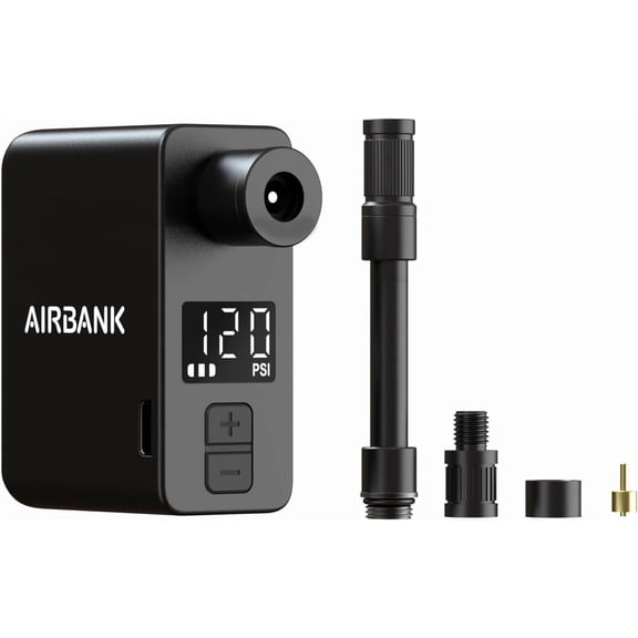 Mini Bike Pump with Gauge Pocket PRO, Max 120PSI Air Auto Shut-Off, Portable Electric Bicycle for Road and Balls, Tire Inflator Schrader & Presta Valve