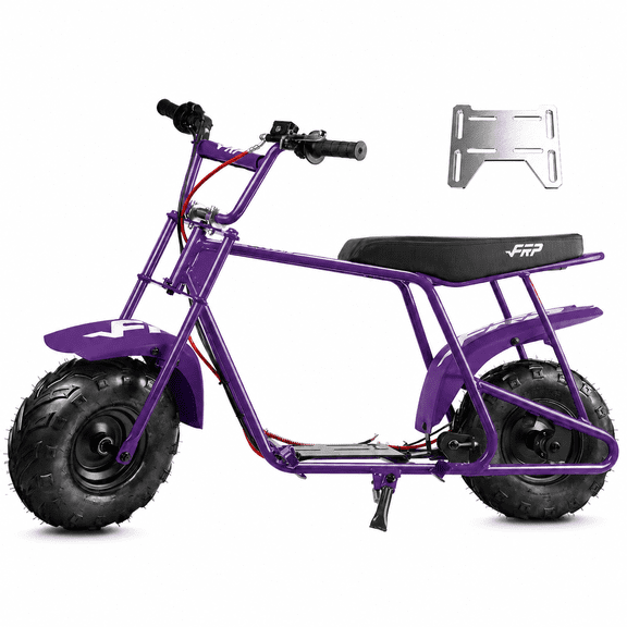 Mini Bike Roller Frame Kit, Rolling Chassis with Wheels, Seat & Brake System, Engine Mount Plate Included, Fits 79cc 98cc 196cc 212cc 225cc Engines, 145/70-6 Tires, Engine Not Included - Purple