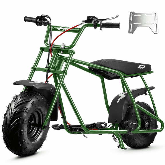 Mini Bike Rolling Chassis Kit, Complete Frame with Wheels, Seat & Brake System, Engine Mount Plate Included, Fits 79cc–225cc Engines, 145/70-6 Tires, Engine Not Included