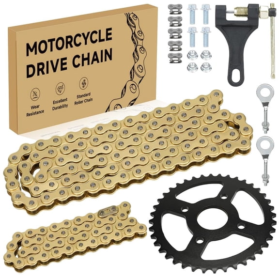 Mini Bike Sprocket 40T & 420 Gold Chain Kits For Coleman CT200U BT200X CT200U-EX Baja Warrior Heat MB165 TrailMaster MB200 Predator 212 196cc 6.5hp engine Minibike Parts with 90 Links and 42 Links