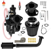 Mini Bike VM22 Carburetor Exhaust Pipe Muffler Kit Compatible with Predator 212cc 196cc 200cc 224cc Minibike GX160 Coleman CT200U CT200U-EX BT200X RB200 KT196 BK200 Go Kart GX200 Parts Black