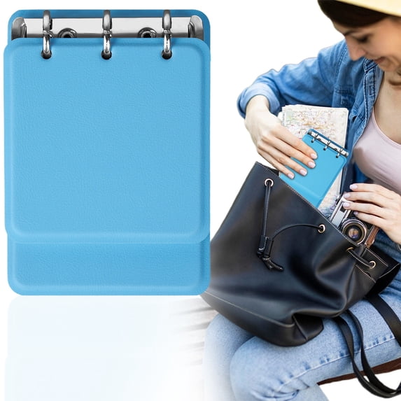 Mini Binder 3 Ring Refillable Notebook Compact Leather Journal 180 Lined Pages Pocket Loose Leaf Binder Notebook Colorful Portable Daily Writing Memo Composition Notebook Classroom Must Haves