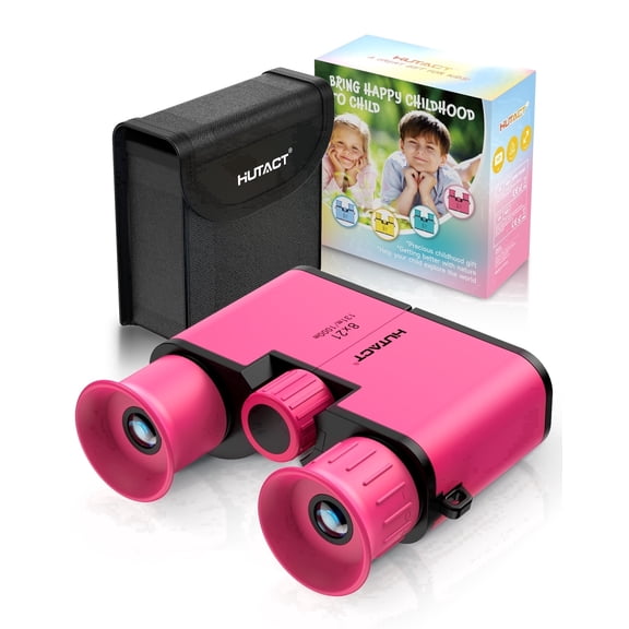 BNISE 8x21 Kids Binoculars for Ages 6–12, Compact BAK4 Prism Binoculars for Bird Watching Hiking Travel Outdoor Exploration, Pink