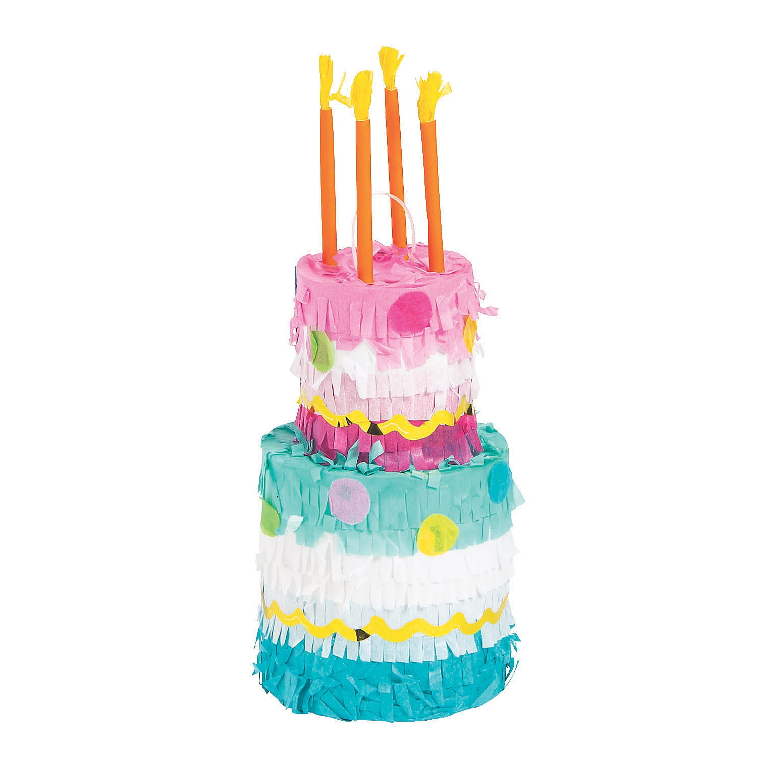 Mini Multicolor Papier-Mâché Birthday Cake Piñatas Set