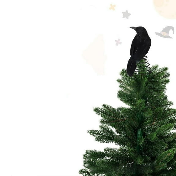 Mini Black Crow Statue with Metal Base Gothic Halloween Collectible Figurine for Party Display