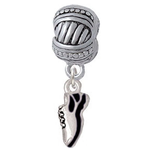Mini Black Running Shoe - Large Rope with Cross Beads Charm Bead