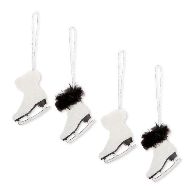 Mini Black & White Skate Boot Christmas Ornaments, 0.16 lb, 4 Count, by