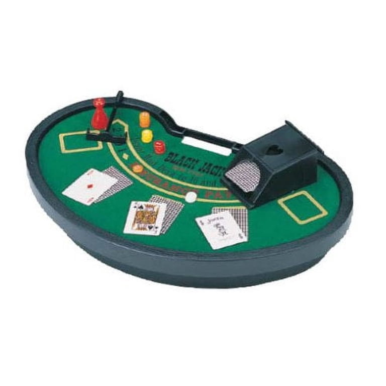 Mini Blackjack Table with Cards, Chips, Sweeper & Dealer Shoe