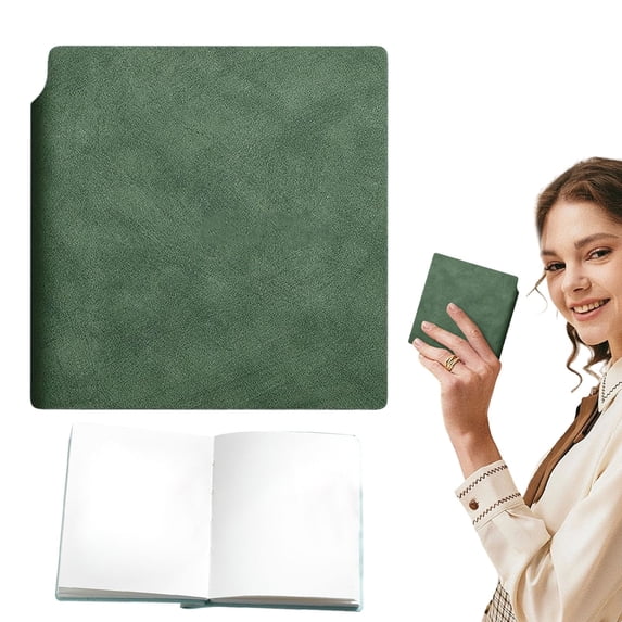 Mini Blank Notebooks,4.13×4.13 Inch PU Leather Journal with Thick No-Bleed Paper,Compact Square Blank Notebook for Travel Stamp Collection,Journaling,Sketching & Keepsakes