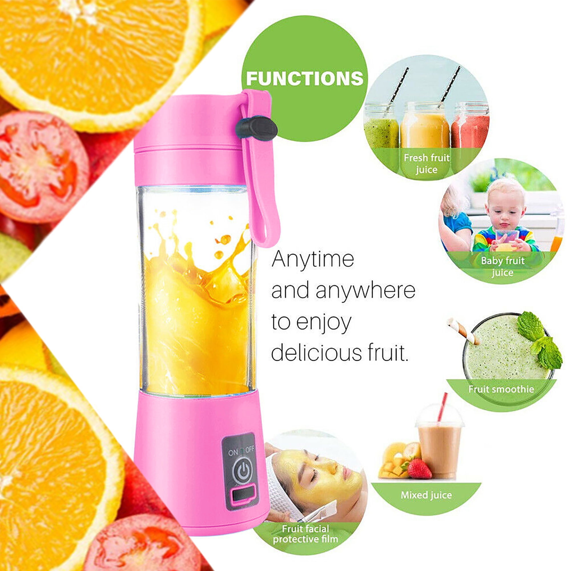 Mini Portable Blender Electric Fruit Juicer Smoothie Orange Fresh Juice  Blender Multifunction Rechargeable Portable Bottle Mixer