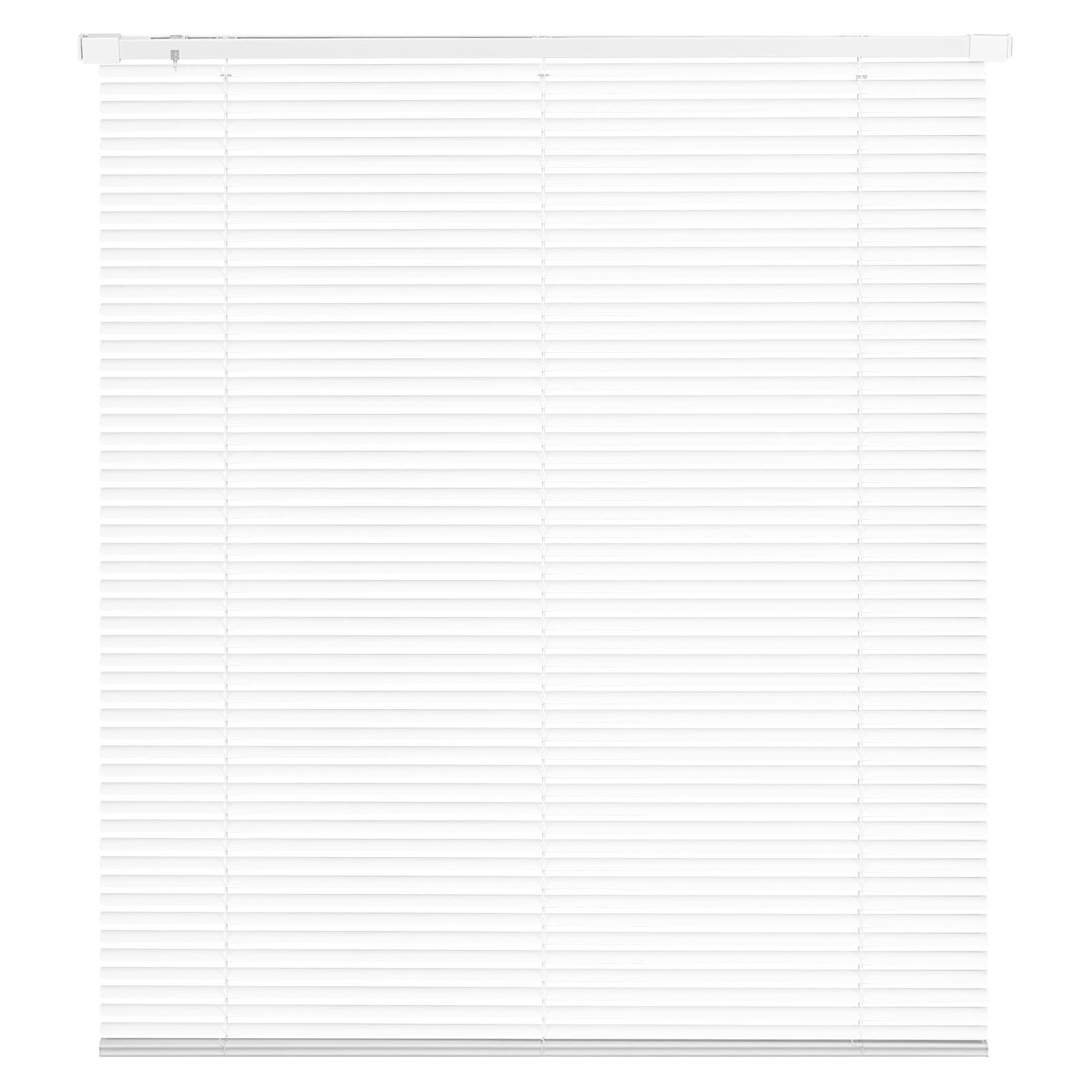 Cordless Mini Blinds 43.3"W Light Filtering - No Drill Window Blinds 1" Slat - White Vinyl Blinds for Privacy & Easy Install