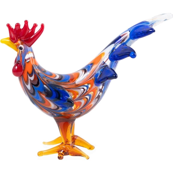 Mini Blown Glass Cute Chicken Rooster Small Companion Figurine