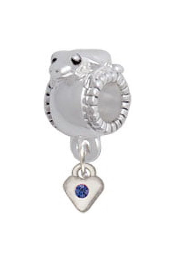 Mini Blue Birthday Crystal Heart - Frog Charm Bead