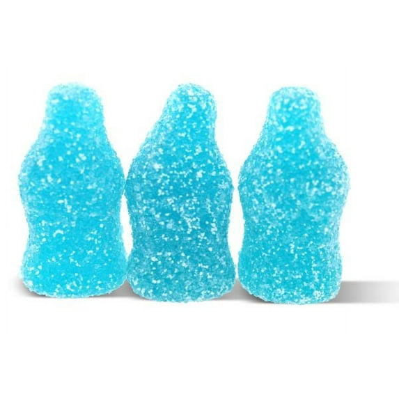 Mini Blue Raspberry Soda Bottle Gummies Dusted With Sour Sugar (2.200 Lbs)