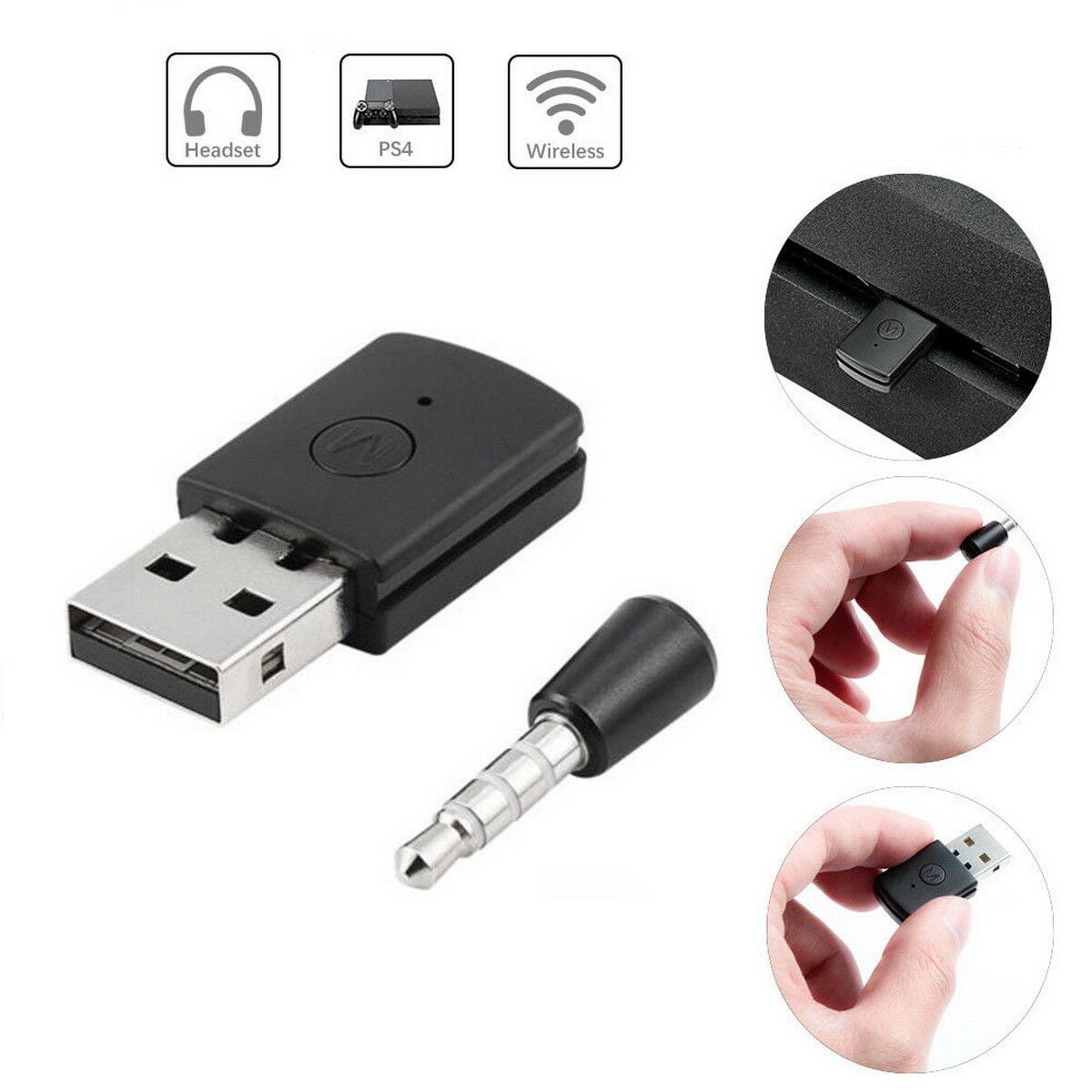 Wireless Mini Bluetooth USB Dongle Receiver Adapter W/ Mic for PS4 Sound  Headset