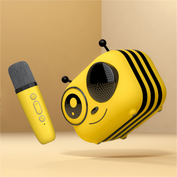 Mini Bluetooth Karaoke Machine Cute Bee Design Portable Speaker with Microphone, Voice Effects & Vocal Reduction | Bluetooth