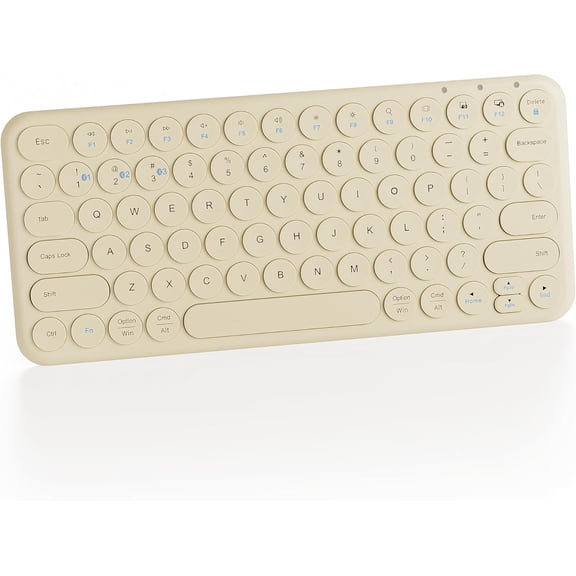 Mini Bluetooth Keyboard - Multi-Device Portable Wireless Keyboard - 78 Keys Aesthetic Quiet Keyboard for iPad, Tablet, Laptop, Computer, PC, Notebook, Windows, Mac, Chrome OS, Android (Khaki)