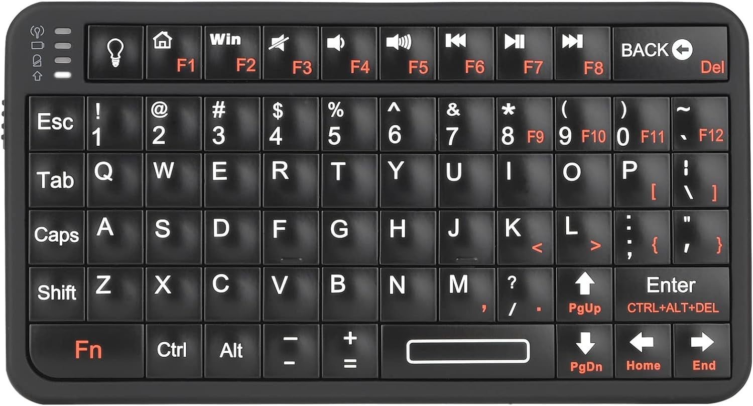 Mini Bluetooth Keyboard,Portable Wireless Rechargeable Keyboard with Backlit,for Smart TV/Android TV Box/Smartphone/HTPC/IPTV/VR Glasses Black(Upgrade-TypeC)