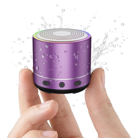Mini Bluetooth Speaker, 2026 Ultra-Light Mini Bluetooth Speaker, IP7 Waterproof Brief Design, Small Shower Travel Speaker for Outdoor, 8H Playtime, Perfect for Phone/PC/Tablet & Gift Purple