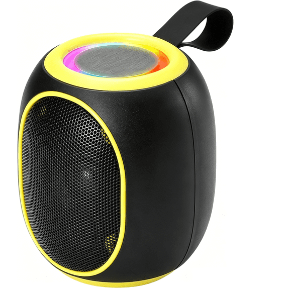 Mini Bluetooth Speaker with Bass Subwoofer, Portable Wireless Speaker with RGB Light, Built-in Microphone, USB/TF Support, Surprise Gift for Music Lovers(Black Yellow)
