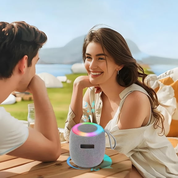 Winter Poetry Upgrade Mini Bluetooth Speaker, Portable Wireless Speaker, Small Subwoofer with Rgb Lights for Home Outdoor Car Party Gray