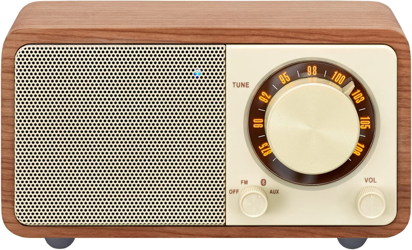 SANGEAN Mini Bluetooth Speaker with FM Radio Walnut