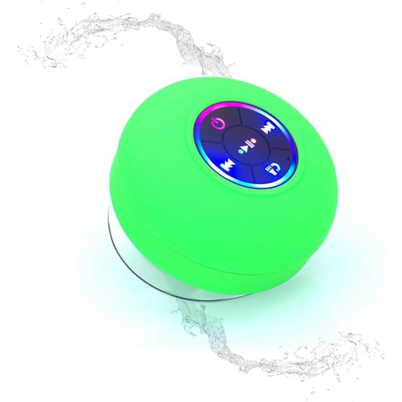 Mini Bluetooth Waterproof Speaker with LED Light, Speaker Bluetooth for Shower, Ipx4 Waterproof with Suction Cup, for Beach, Shower & Home