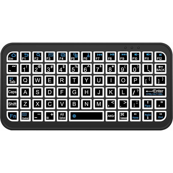Mini Bluetooth Wireless Keyboard with 8-Color Backlight, Compact Couch Small Keyboard, Rechargeable, for Laptop, Tablet, Smartphone, Travel & Home