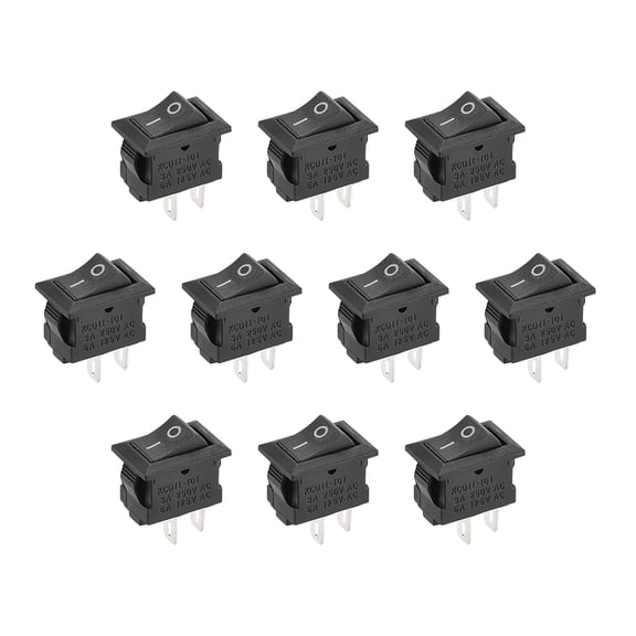 Mini Boat Rocker Switch Black Toggle Switch for Boat Car Marine 2pins ON/OFF AC 250V/3A 125V/6A, 10pcs