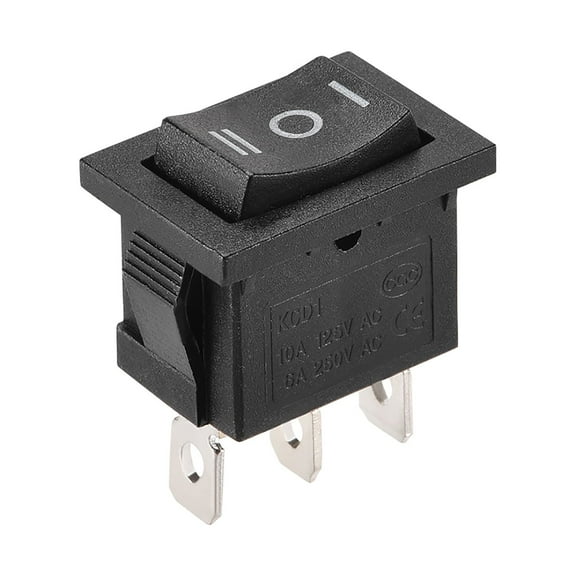 Mini Boat Rocker Switch Black Toggle Switch for Boat Car Marine ON/OFF/ON AC 250V/6A 125V/10A, 1pcs