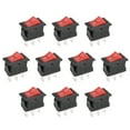 thumbnail image 1 of Mini Boat Rocker Switch Red Toggle Switch for Boat Car Marine 2pins ON/OFF AC 250V/3A 125V/6A, 10pcs, 1 of 4
