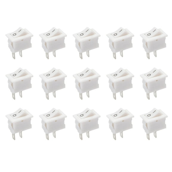 Mini Boat Rocker Switch White Toggle Switch for Boat Car Marine ON/OFF AC 250V/3A 125V/6A, 15pcs