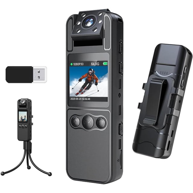 HD Mini Police Body Camera – 1080P Video Audio Recorder, Pocket Night Vision Cam, 8hr Battery, USA Made