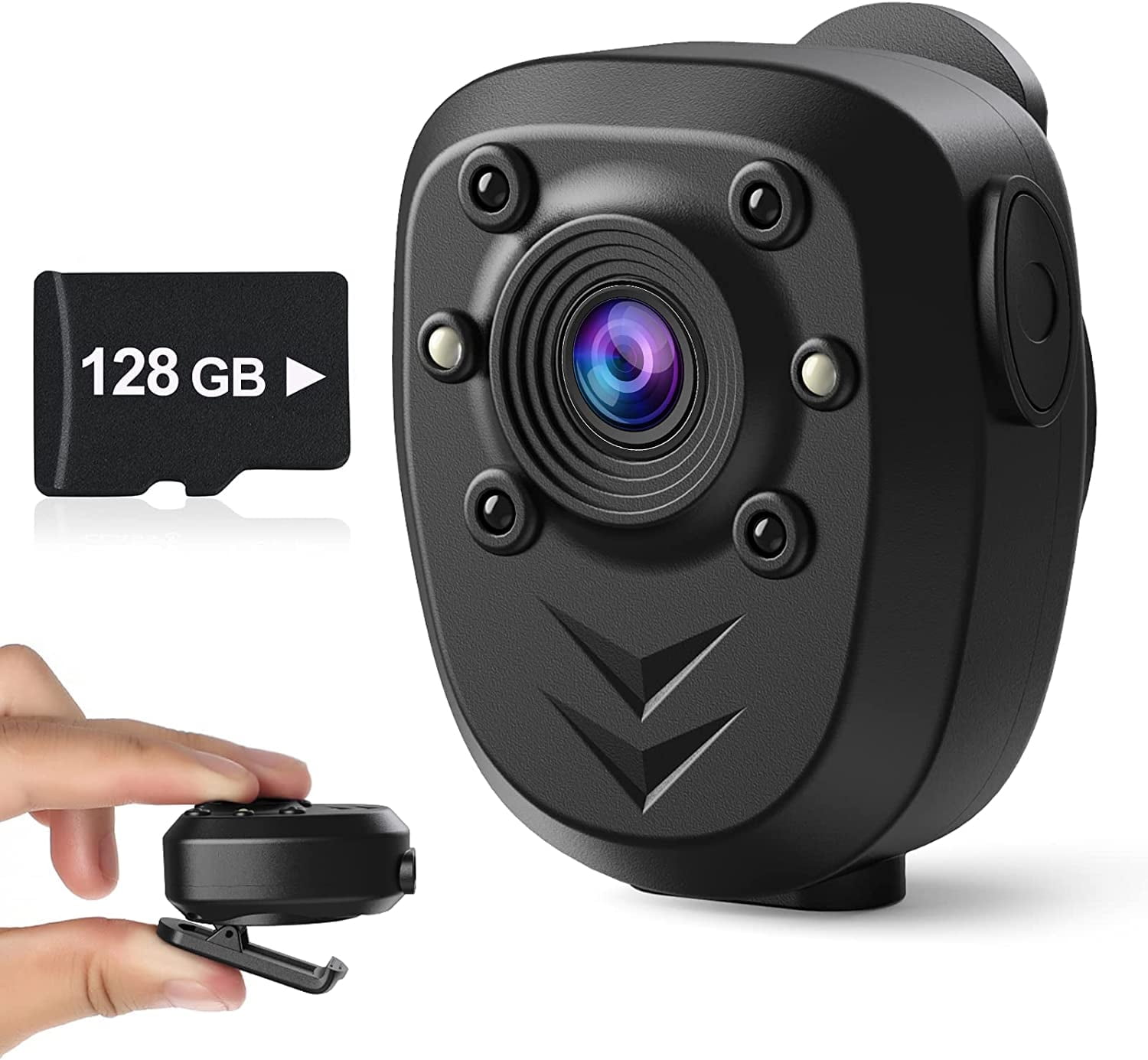 Mini Body Camera Video Recorder Built-in 128GB with IR Night Vision and ...