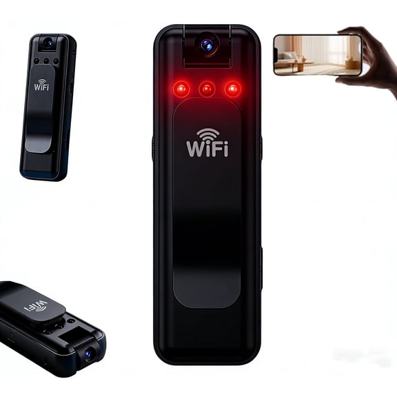 Mini Body Camera Video Recorder, Portable 1080P Infrared Night Vision Recorder, Mini Action Camera with Clip, WiFi, 180 Rotating Lens, Handheld Camera for Sports, Travel, Outdoor Activities