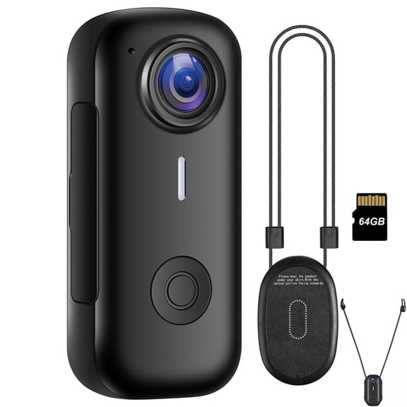 Mini Body Camera, Wearable Action Body Cam with Audio & Video- Thumb Hands Free Waterproof Recording Wearable Cameras - for Work Travel Pet Walk Swim(Black)