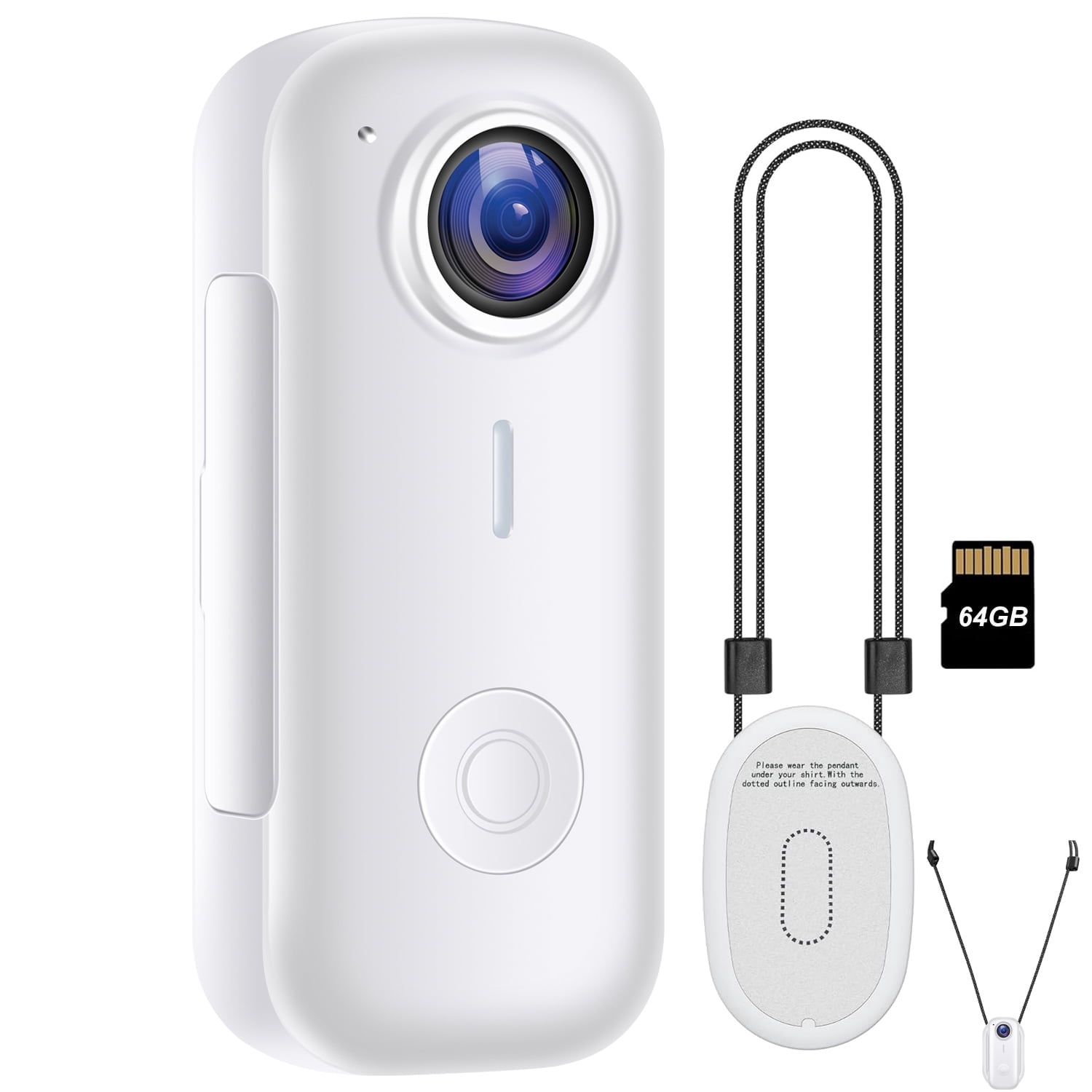 Mini Body Camera, Wearable Action Body Cam with Audio & Video- Thumb Hands Free Waterproof Recording Wearable Cameras - for Work Travel Pet Walk Swim(White)