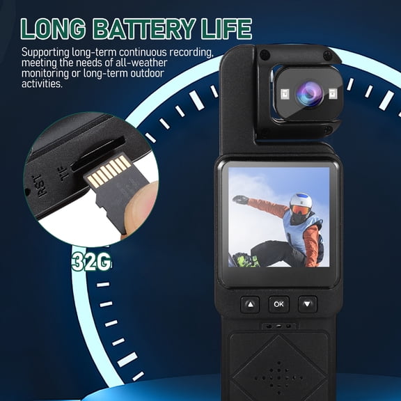 LIOOBO Portable Black Body Camera with 1080P Hd Recording and 360 Degree Rotatable Lens