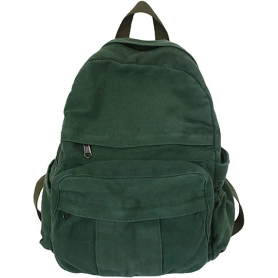 Mini Boho Canvas Backpack Vintage College School Backpack Women Student Bookbag Fairy Grunge Aesthetic Hippie Y2K Backpack (Green)