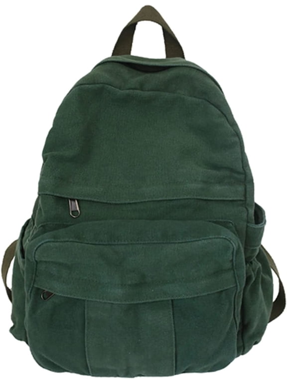 Mini Boho Canvas Backpack Vintage College School Backpack Women Student Bookbag Fairy Grunge Aesthetic Hippie Y2K Backpack (Green)