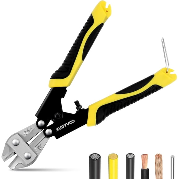 Mini Bolt Cutters, Premium 8IN Heavy Duty Wire Cable Cutters with Non-Slip Handle, Multi-Function Wire Snips Pliers Clippers with Labor-Saving Spring Loaded for Chain Mesh Screw Fence Rivets