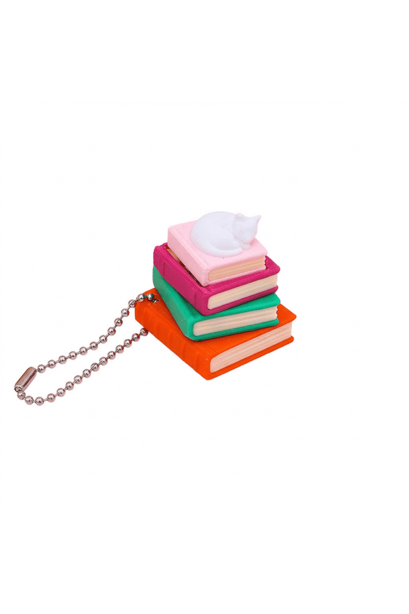 Mini Book Tower Clicker Fidget Keychain, Stress Relief ASMR Sensory Toy 3.2cm 3D Printed PLA