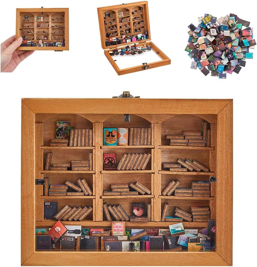 Mini Bookshelf Ornament Miniature Book Display Shelf Miniature ...